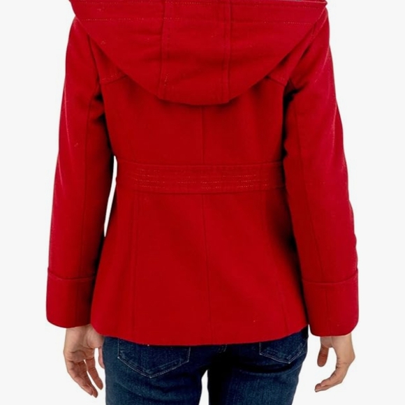 Red Utility Jacket with High Collar and Tailored Fit - Picture 2 of 3